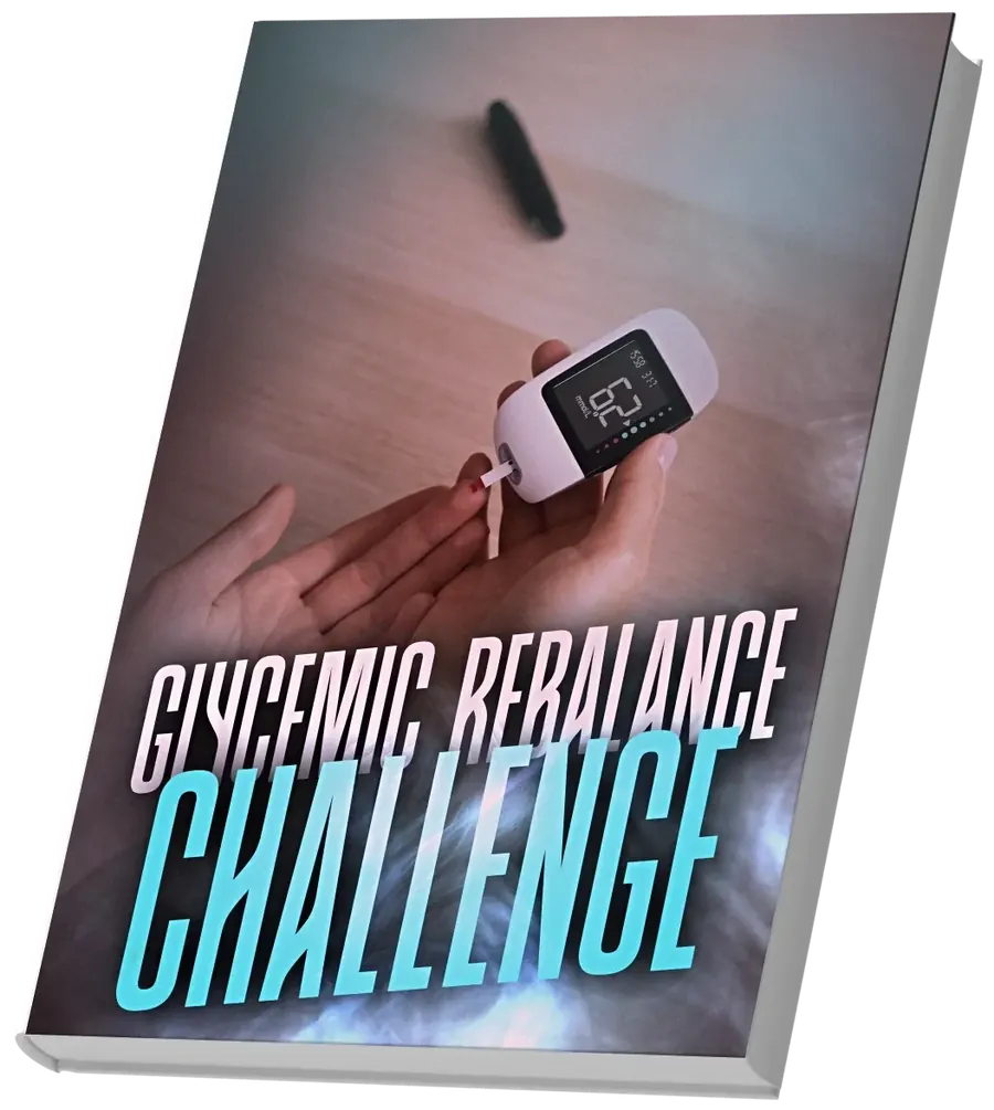 Cover of the Glycemic Rebalance Challenge e-book, one of the bonus guides the sales page lists